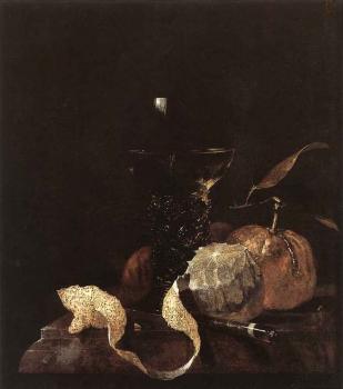 Still Life With Lemon Oranges And Glass Of Wine